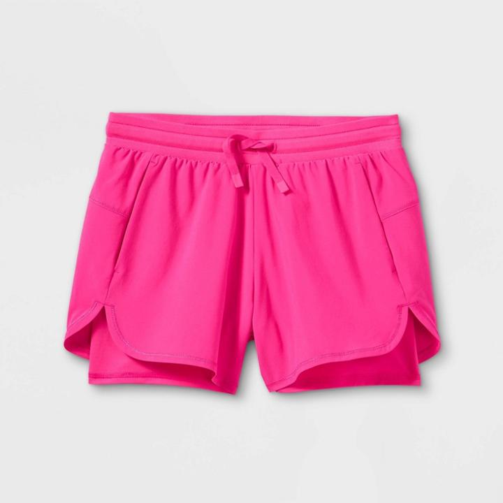 Girls' Double Layered Run Shorts 2.75 - All In Motion Neon Pink
