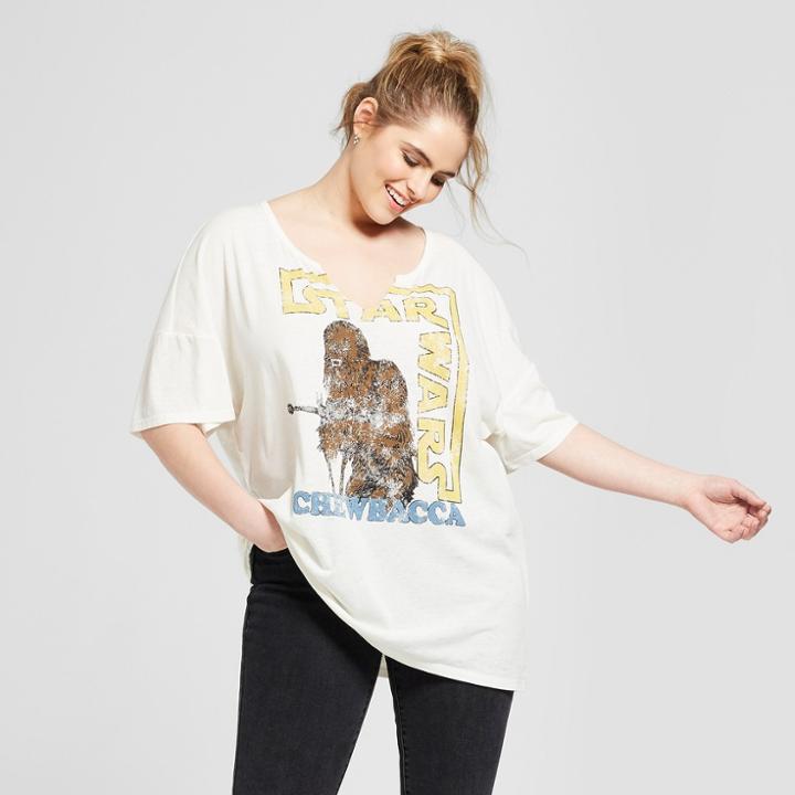 Women's Star Wars Plus Size Short Sleeve Chewie Graphic T-shirt (juniors') White