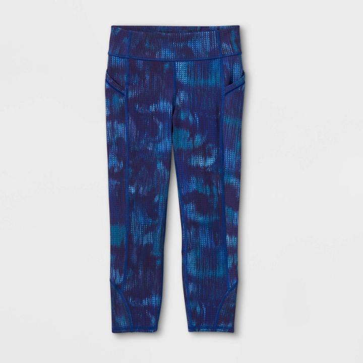 Girls' Side Pocket Cropped Leggings - All In Motion Sapphire Blue