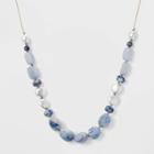 Semi-precious Angelite And Blue Aventurine Beaded Cord Necklace - Universal Thread Blue, Women's,