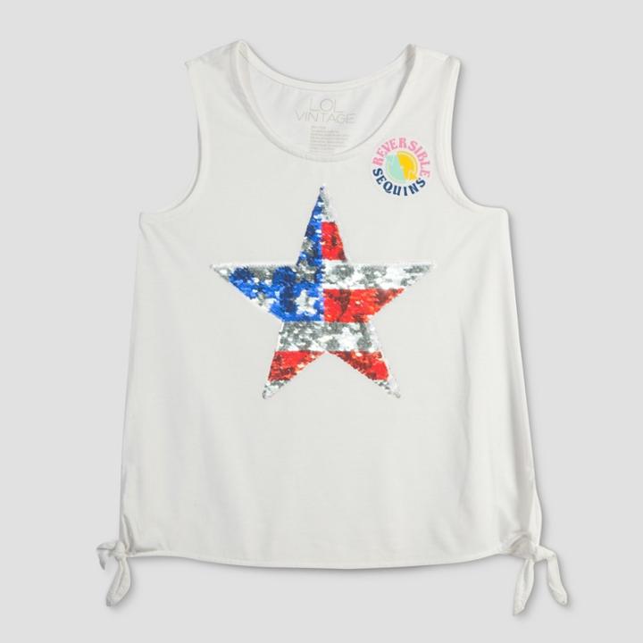 L.o.l. Vintage Girls' Star Flip Sequin Tank Top - Ivory