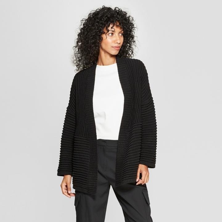 Women's Long Sleeve Stitch Mix Cardigan - Prologue Black