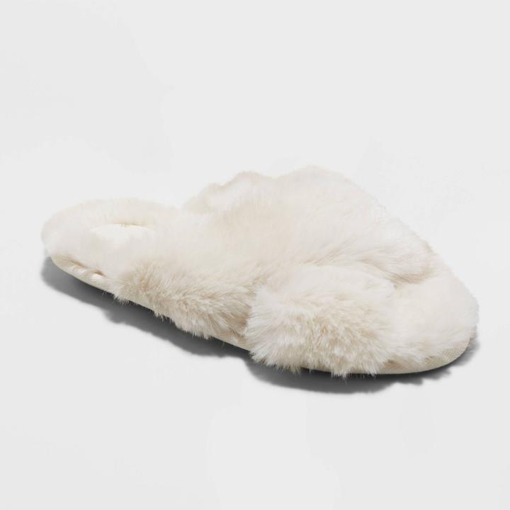 Women's Paris Crossband Fur Slippers - Stars Above Cream