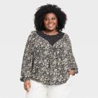 Women's Plus Size Bishop Long Sleeve Blouse - Knox Rose Black Floral