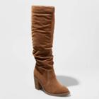 Women's Lainee Wide Calf Heeled Scrunch Fashion Boots - Universal Thread Cognac