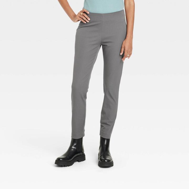 Women's High-rise Slim Fit Bi-stretch Ankle Pants - A New Day Gray