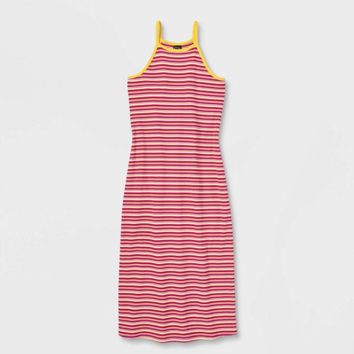 Girls' High Neck Midi Dress - Art Class Red