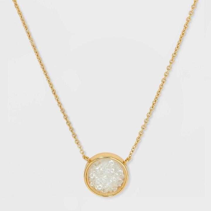14k Gold Dipped Mini Shaker Pendant Necklace - A New Day Clear