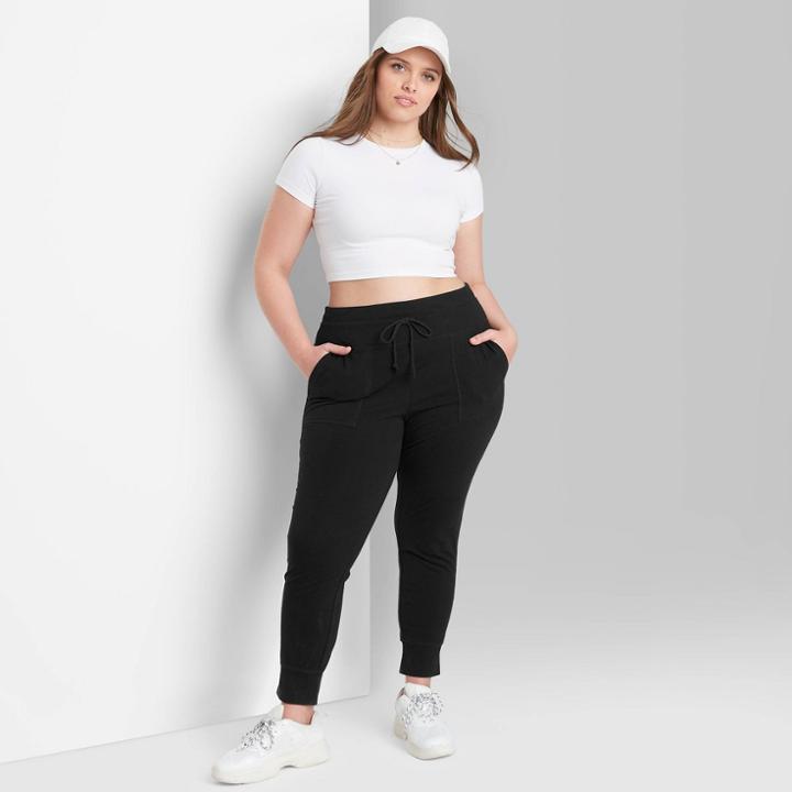 Women's Plus Size High-waisted Pocket Leggings - Wild Fable Black