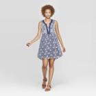 Women's Floral Print Sleeveless V-neck Shift Dress - Knox Rose Blue