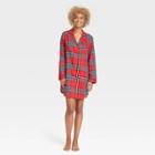 Women's Perfectly Cozy Flannel Plaid Nightgown - Stars Above Red Tartan