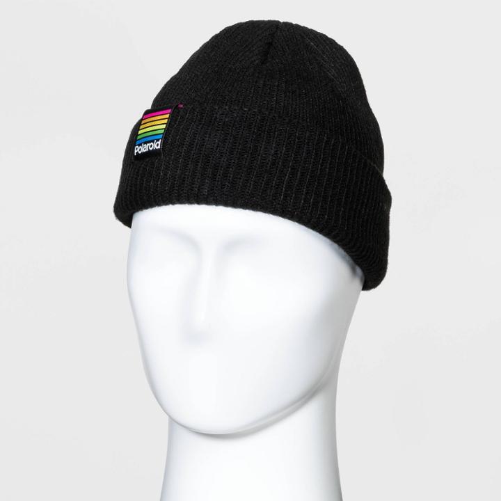Men's Polaroid Cuffed Watchman Beanie - Black
