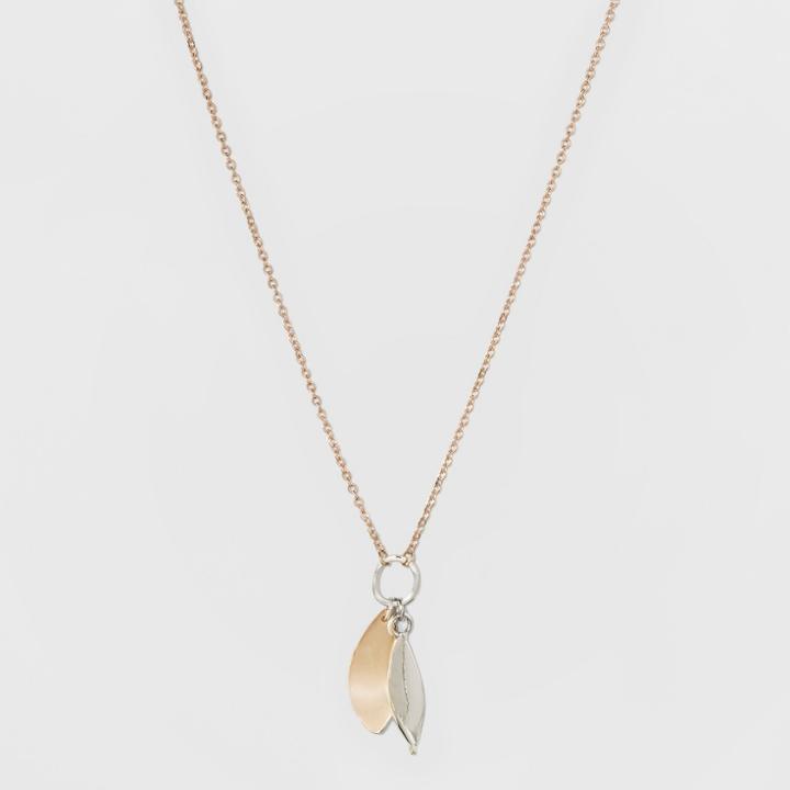 Toggle Closure & Leaves Short Necklace - A New Day Silver/rose Gold