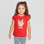 Petitetoddler Girls' Short Sleeve 'love' T-shirt - Cat & Jack Red