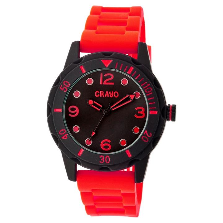 Women's Crayo Splash Silicone Strap Watch-red, Red