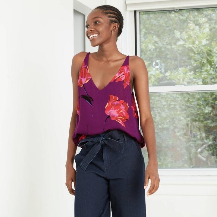 Women's Floral Print Essential Tank Top - A New Day Red