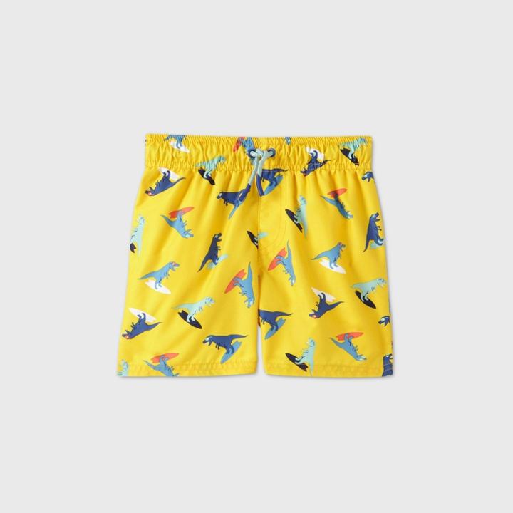 Toddler Boys' Dino Surfing Swim Trunks - Cat & Jack Yellow