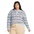 Women's Plus Size Jacquard Collared Pullover Sweater - Sandy Liang X Target Blue