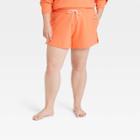 Women's Plus Size French Terry Shorts - All In Motion Coral Orange