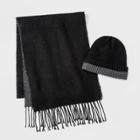 Reversible Scarf And Knit Beanie Set - Goodfellow & Co Black