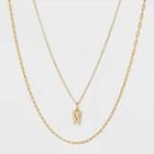 14k Gold Plated Crystal Initial 'w' Pendant Chain Necklace - A New Day Gold
