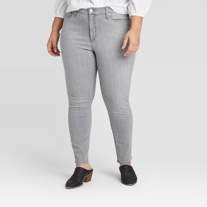 Women's Plus Size High-rise Curvy Skinny Jeans - Universal Thread Gray