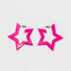 Acrylic Star Hoop Earrings - Wild Fable Bright Pink, Women's,