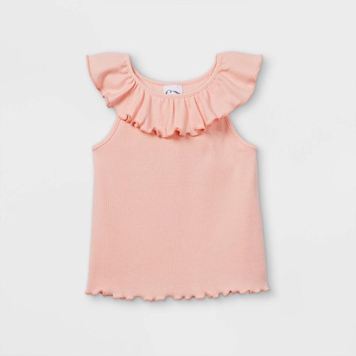 Toddler Girls' Rib Ruffle Tank Top - Art Class Pink