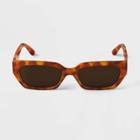 Women's Tortoise Print Rectangle Sunglasses - A New Day Brown