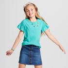 Girls' Smocked Short Sleeve Top - Cat & Jack Green