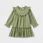 Toddler Girls' Embroidered Long Sleeve Dress - Cat & Jack Army Green