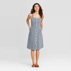 Women's Striped Sleeveless Utility Button-front Dress - Universal Thread Blue