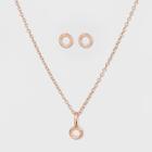 Sterling Silver Initial O Earrings And Necklace Set - A New Day Rose Gold, Girl's, Rose Gold - O