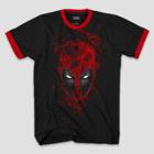 Men's Marvel Deadpool Ringer Short Sleeve T-shirt - Black