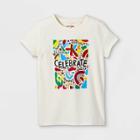 Girls' 'holiday Celebrate' Short Sleeve Graphic T-shirt - Cat & Jack Cream