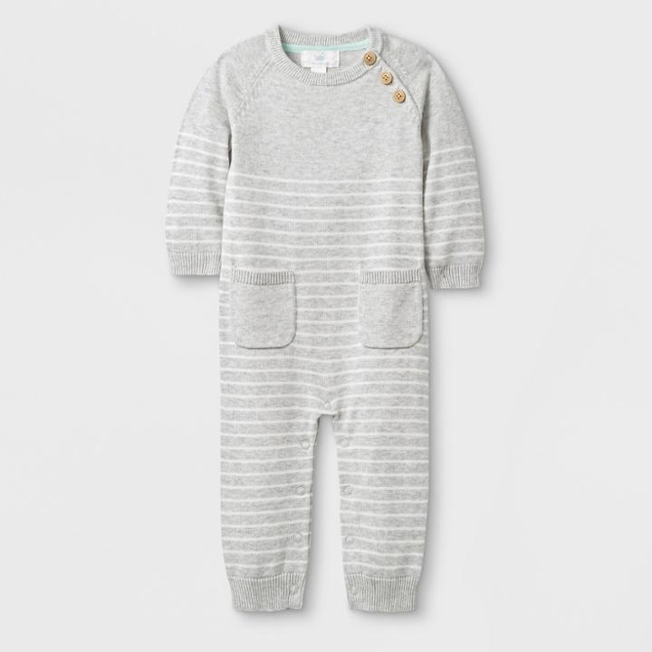 Baby Long Sleeve Romper - Cloud Island Gray 0-3m, Kids Unisex