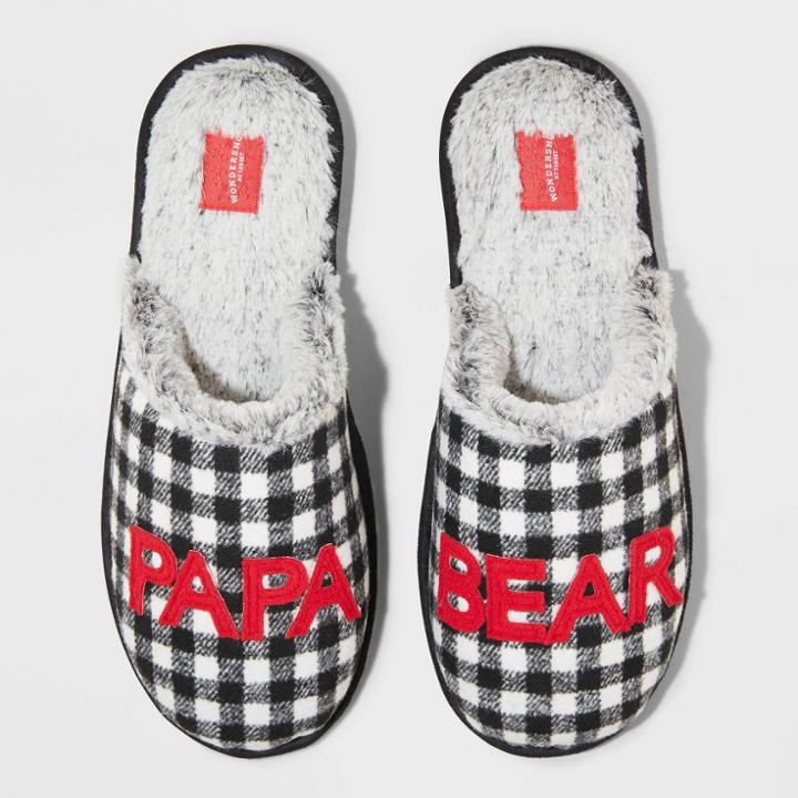 Men's Family Sleep Papa Bear Slippers - Wondershop Black