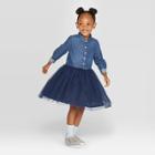 Oshkosh B'gosh Toddler Girls' Chambray Tulle Dress - Navy 12m, Toddler Girl's, Black Blue