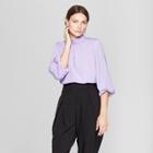 Women's 3/4 Sleeve Mock Neck Blouse - Prologue Purple