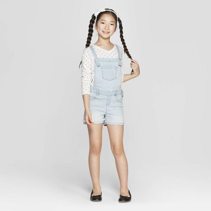 Girls' Jeans Shortalls - Cat & Jack Light Wash