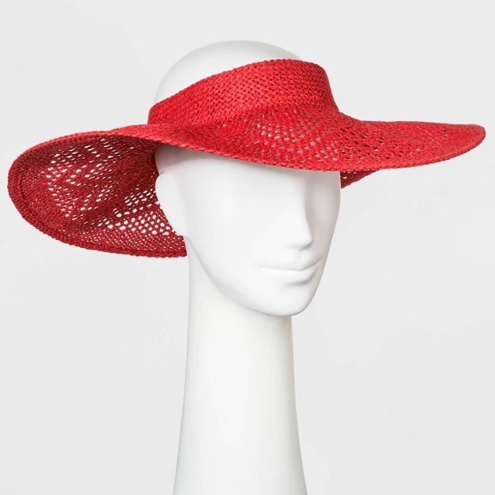 Women's Crochet Visor Hat - A New Day Red, Women's,