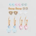 Girls' 9pk Dream Hoops Earring Set - Cat & Jack , Gold/grey/nickel