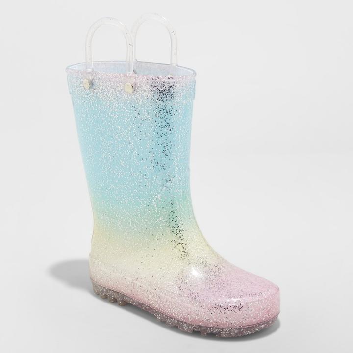 Toddler Girls' Kalli Glitter Rainboots - Cat & Jack Blue