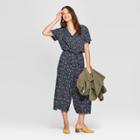 Women's Tie Front Jumpsuit - Universal Thread Black Print