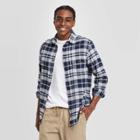 Mens Standard Fit Long Sleeve 2-pocket Flannel Button-down Shirt - Goodfellow & Co Xavier Navy