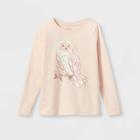 Girls' Printed Graphic Long Sleeve T-shirt - Cat & Jack Light Peach Xl Plus,