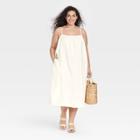 Women's Plus Size Easy Linen Tank Dress - A New Day White