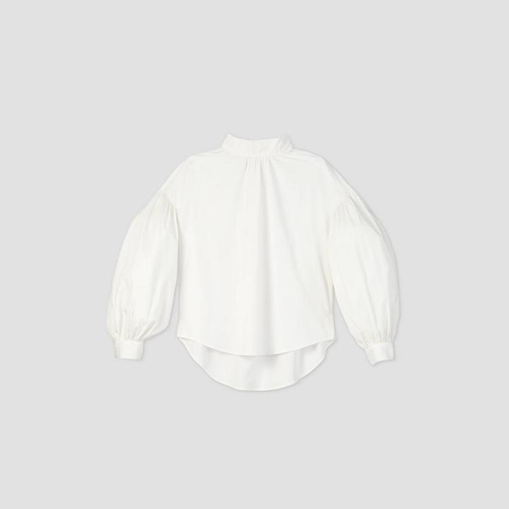 Women's Drop Shoulder Balloon Long Sleeve Poplin Blouse - Prologue White