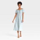 Women's Puff Short Sleeve Smocked Dress - Who What Wear Blue Floral