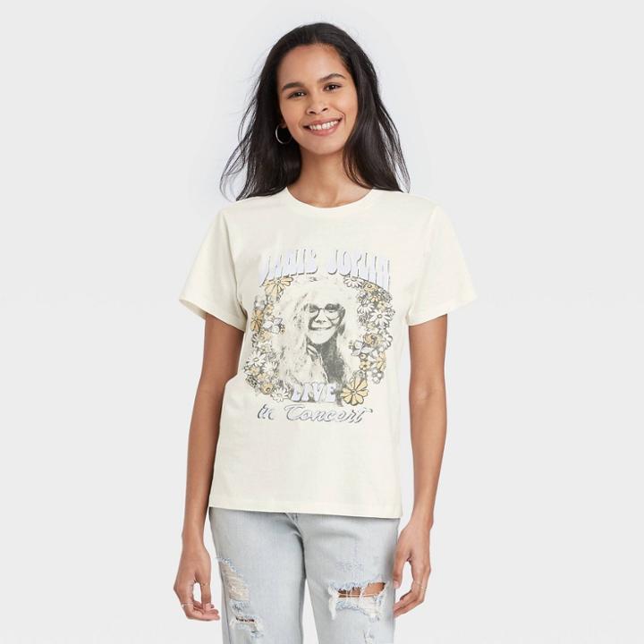 Grayson Threads Women's Janis Joplin Short Sleeve Graphic T-shirt - White
